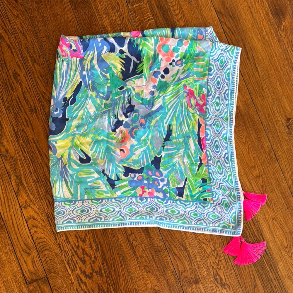 Lilly Pulitzer Silk Scarf with Tassels